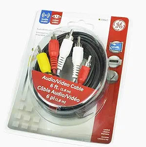 GE 20647 Audio Video RCA Composite Cable Coax - Black — main product image