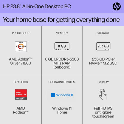 HP 8L9C8AA#ABA 23.8" Athlon Silver All-in-One Desktop