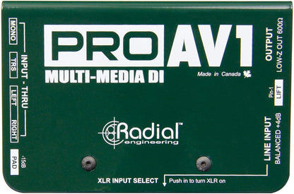 Radial Engineering ProAV1 DI Box Bundle XLR TRS Cables