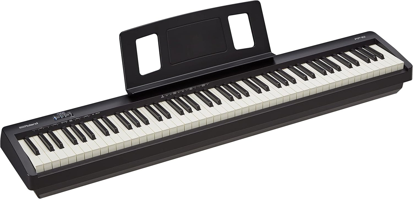 Roland FP 10 Digital Piano Black Bundle Stand Bench