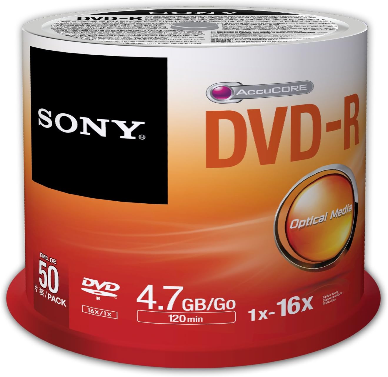 Sony 50DMR47SP 16x DVD-R 4.7GB 50-Pack Spindle