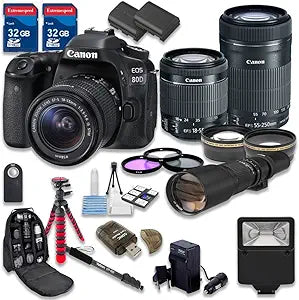 Canon AV-CAN80DKITA18-55-55-250-052316 EOS 80D DSLR Camera Bundle