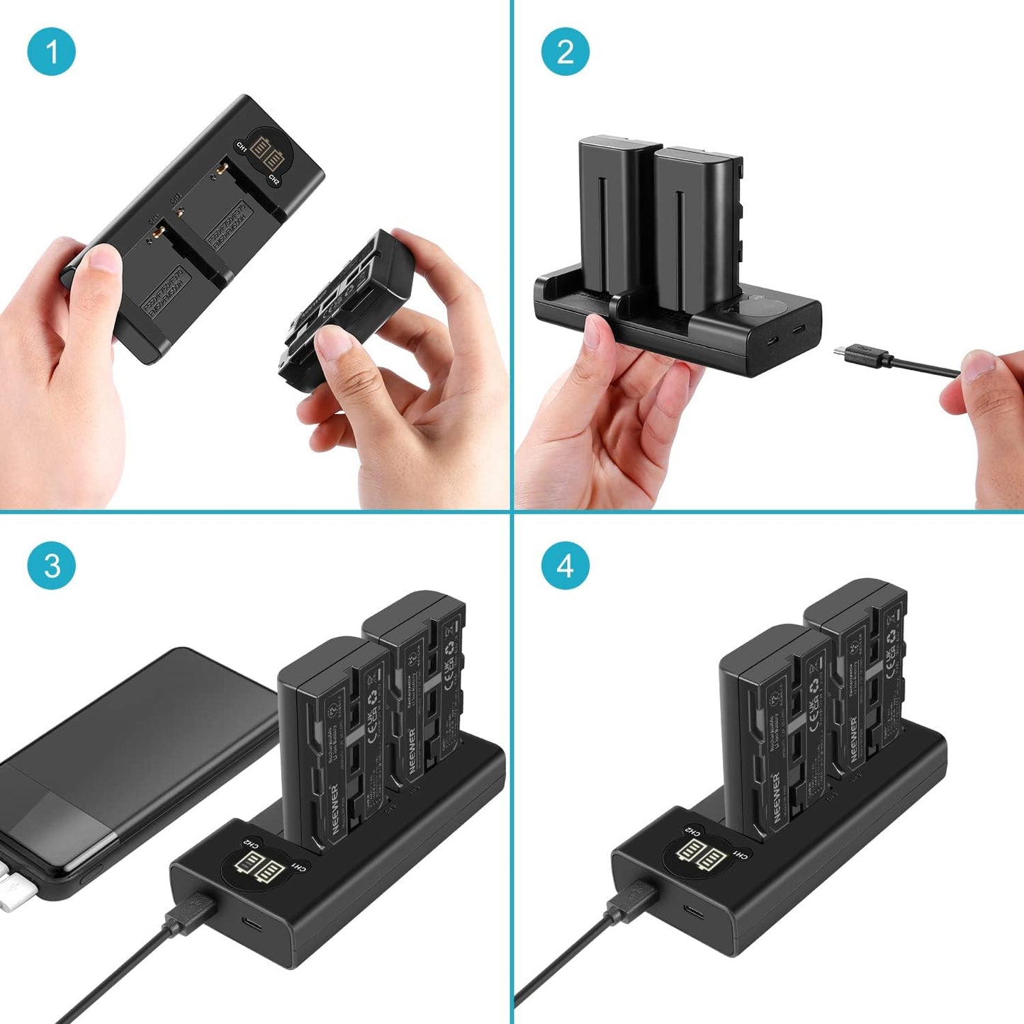 Neewer 10095059 NP-F550 Battery Charger Set