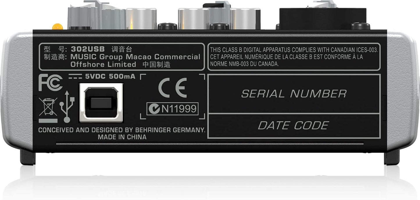 Behringer 302USB XENYX 5-Input Mixer - Mic Preamp, USB Interface