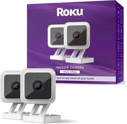 Roku Indoor Camera 2-Pack Home Security 1080p (Renewed)