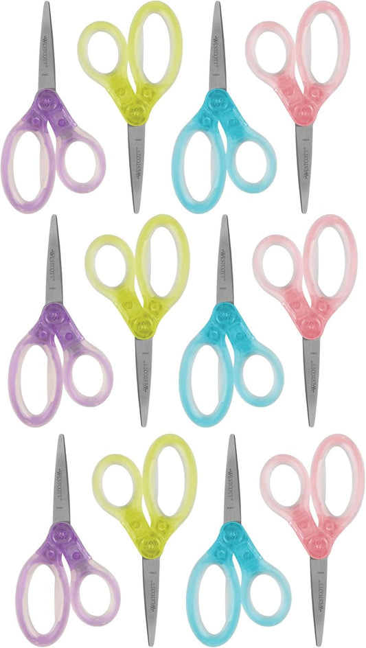 Westcott 67550 Jellies 5" Kids Scissors 12 Pack