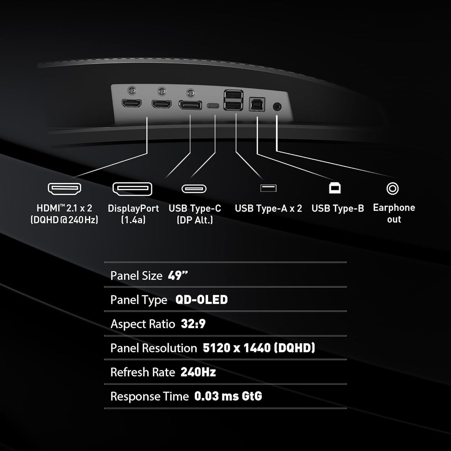 MSI MPG 491CQPX QD-OLED - 49" DQHD 240Hz Gaming Monitor