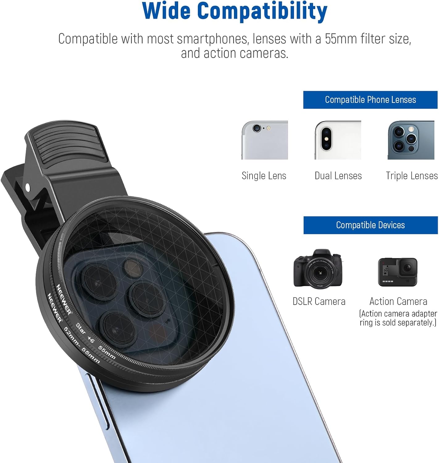 NEEWER 55mm ND+CPL Effect Filter Set Phone Lens