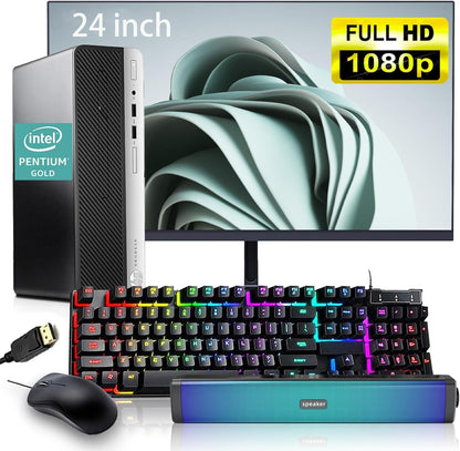 HP ProDesk 400 G6 SFF PC 24" Monitor Pentium 16GB 256GB SSD Renewed