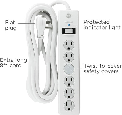 GE 14014 6-Outlet Surge Protector 8ft Cord