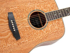 Monoprice Quilted Ash Acoustic Guitar - Natural w/ Gig Bag & Pickup