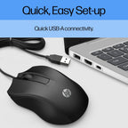 HP 6VY96AA#ABA Wired Mouse 100 1600 DPI USB Ambidextrous