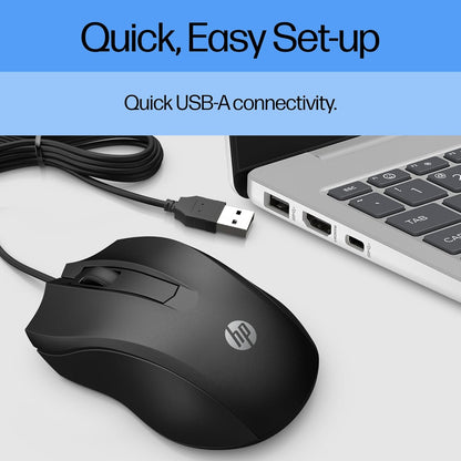 HP 6VY96AA#ABA Wired Mouse 100 1600 DPI USB Ambidextrous