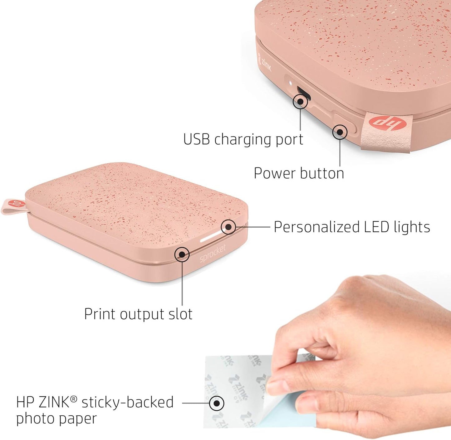 HP HPISPP Sprocket 2x3" Instant Photo Printer - Pink