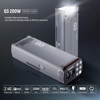 Neewer Q3 200Ws TTL Flash Strobe with Softbox