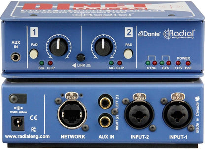 Radial Engineering DiNET DAN-TX2 2-Channel Dante Network Audio Transmitter