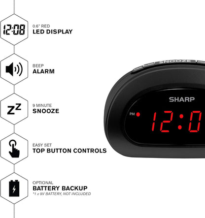 Sharp EL6690B Digital Alarm Clock - Easy Snooze