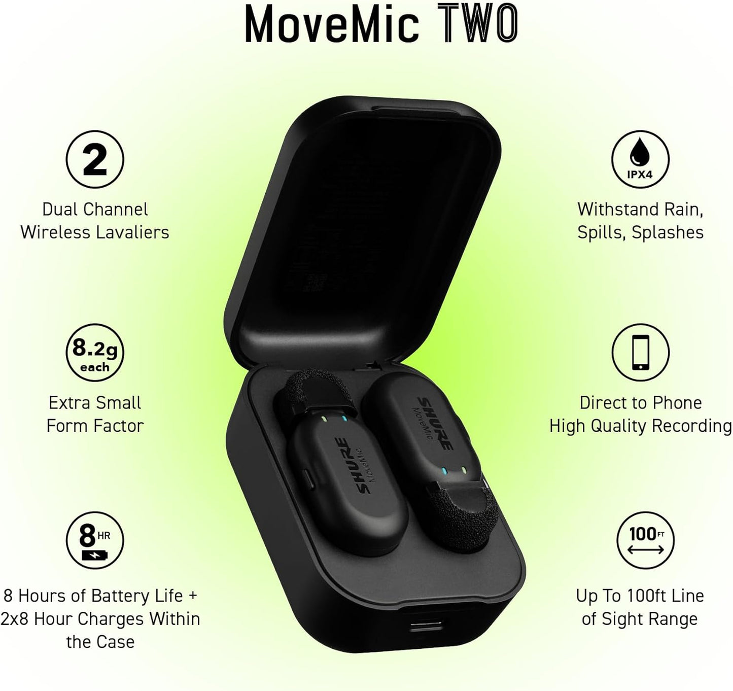 Shure MV-TWO-Z7 MoveMic Two Wireless Lavalier Microphones