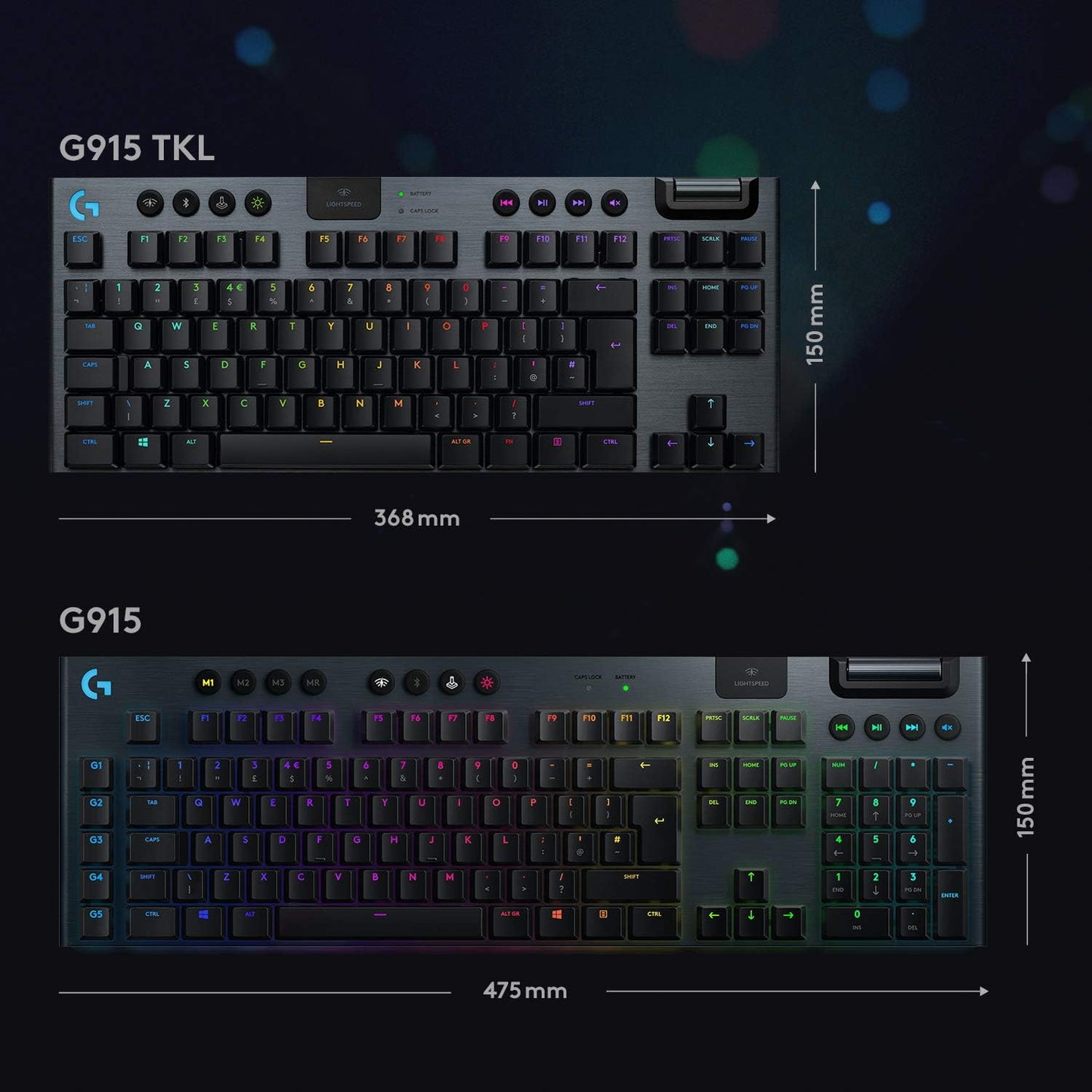 Logitech G915 Tenkeyless Lightspeed RGB Gaming Keyboard Renewed