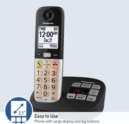 Panasonic KX-TGU432B Cordless Phone Easy-to-Use Big Buttons