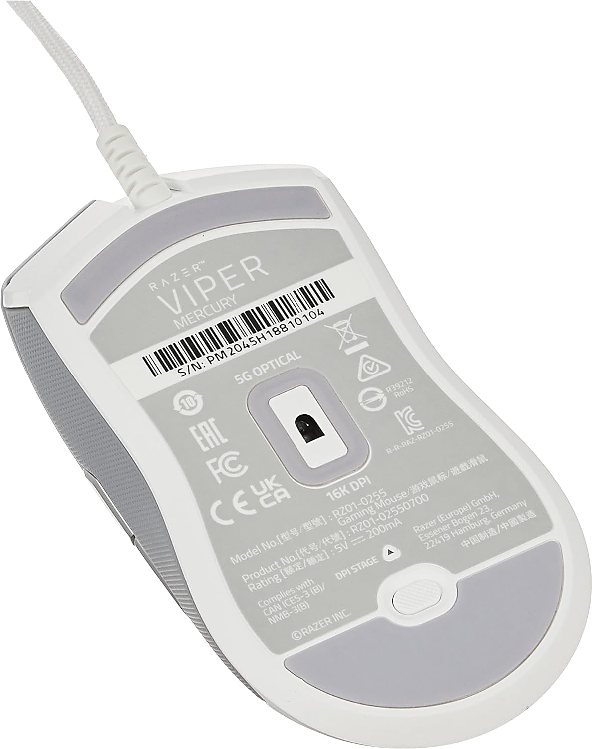 Razer RZ01-02550700 Viper Ultralight Gaming Mouse - Mercury White