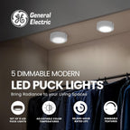 GE 107331 Dimmable LED Puck Lights - 5-Pack