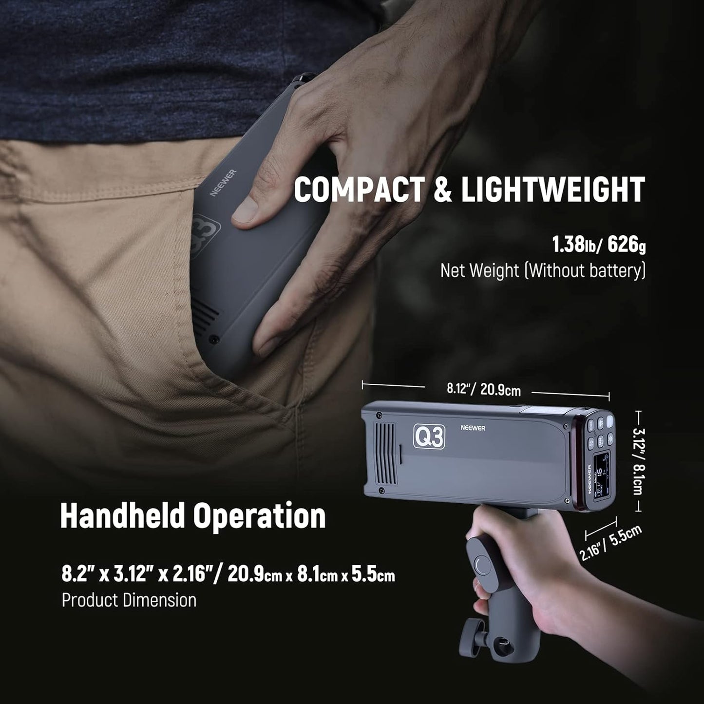 Neewer Q3 200Ws TTL Flash Strobe for Canon
