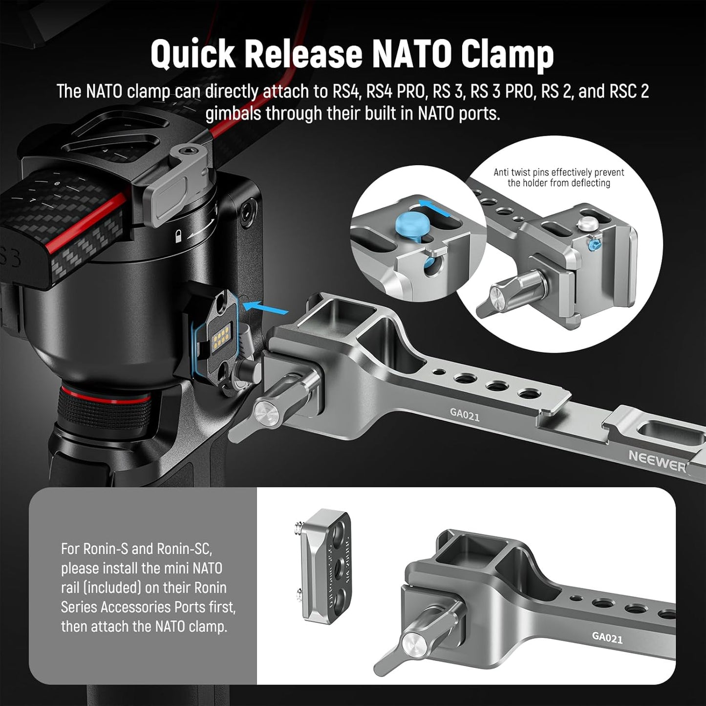 Neewer GA021 NATO Monitor Mount for RS Gimbal