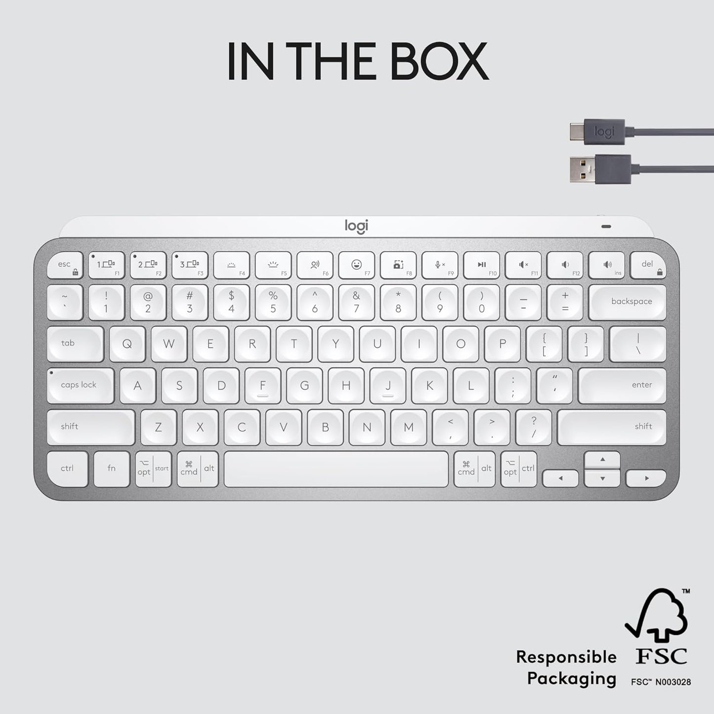 Logitech MX Keys Mini Wireless Illuminated Keyboard - Pale Gray