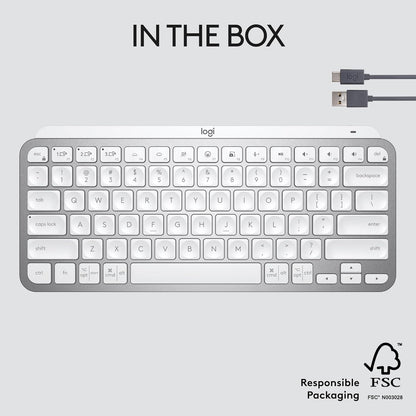Logitech MX Keys Mini Wireless Illuminated Keyboard - Pale Gray