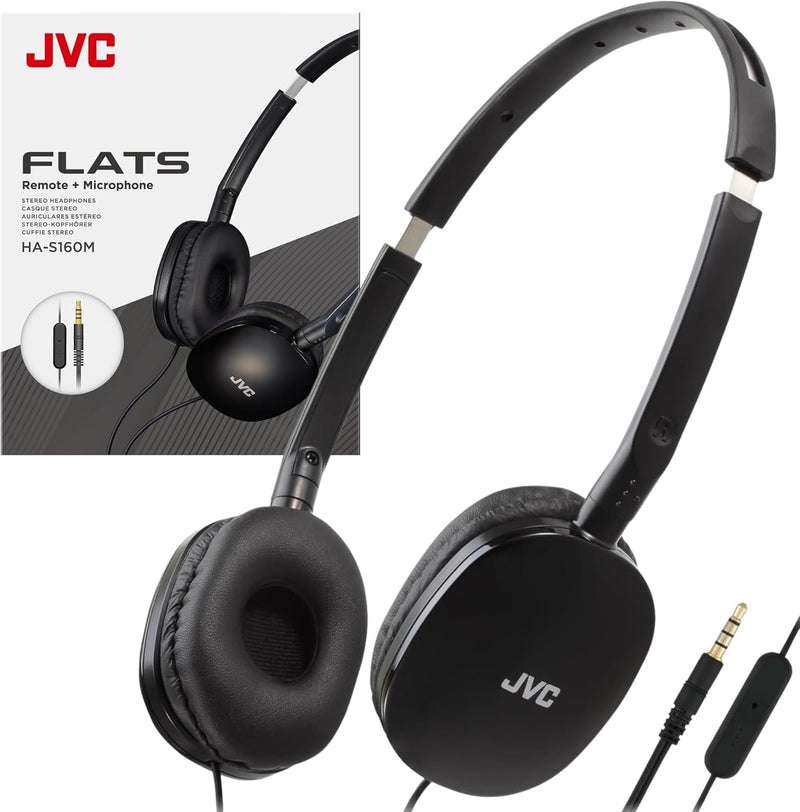 JVC HAS160M Black Flat Foldable On-Ear Headphones — main product image