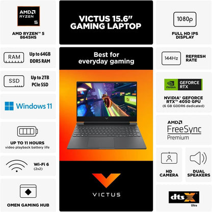 HP Victus 15.6" Gaming Laptop - Ryzen 5, RTX 4050, 64GB RAM, 2TB SSD