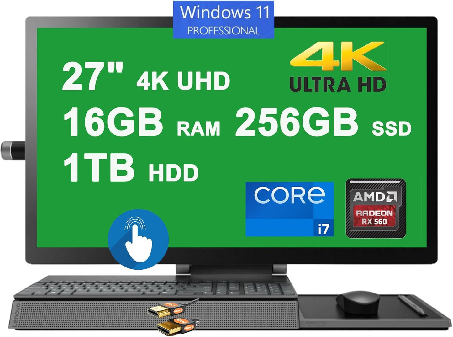 Lenovo Yoga AIO Desktop 27" 4K Touch i7, 16GB, RX 560, Pen
