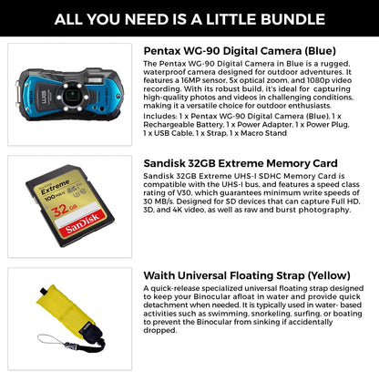 Pentax PEN02145-KIT1 WG-90 Waterproof Camera 32GB Bundle