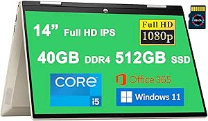 HP Pavilion X360 14 2-in-1 - i5, 40GB RAM, 512GB SSD, Win11 Laptop