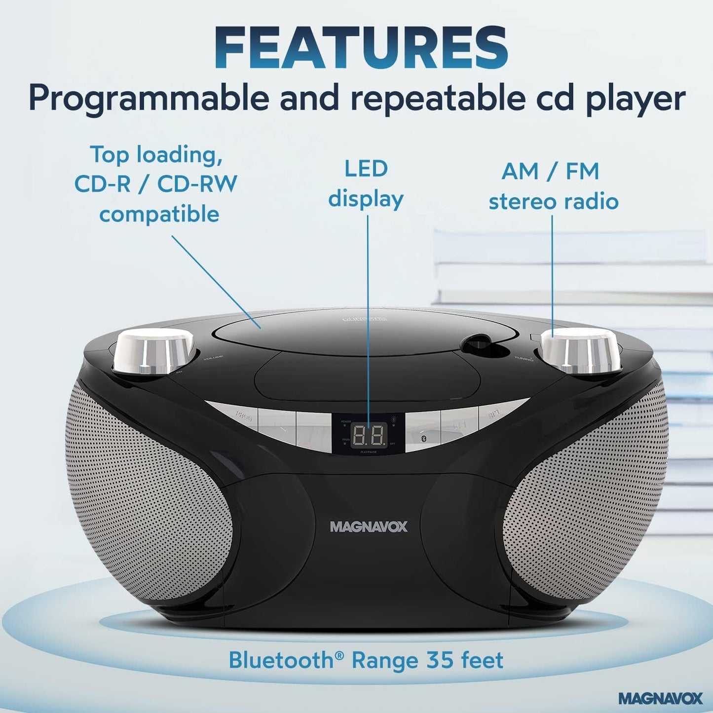 Magnavox 813250 CD Boombox Bluetooth AM/FM Radio