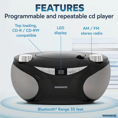 Magnavox 813250 CD Boombox Bluetooth AM/FM Radio