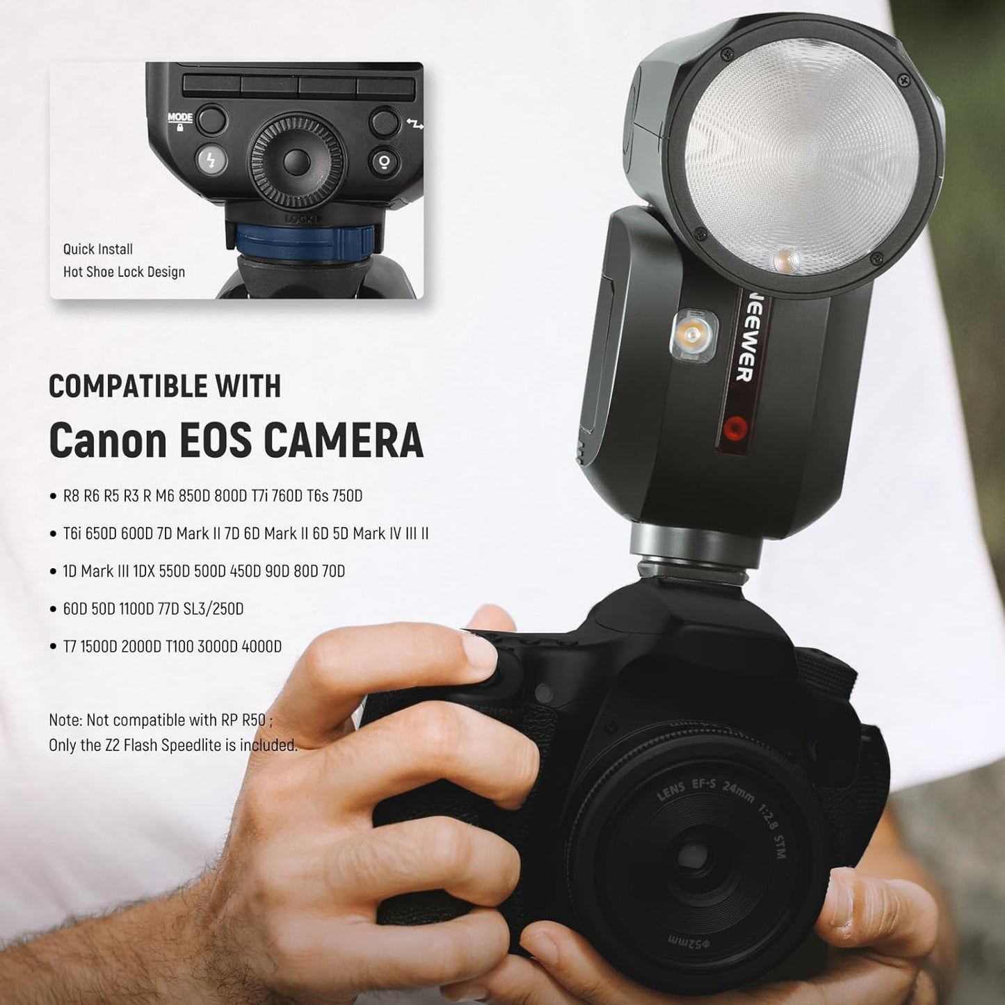Neewer Z2-C TTL Round Head Flash Speedlite for Canon