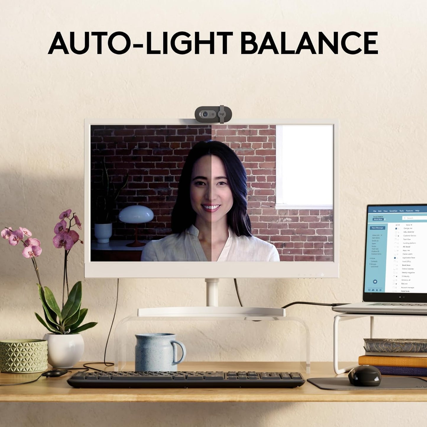 Logitech 960-001589 Brio 101 Webcam - 1080p, Auto-Light, Privacy Shutter