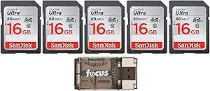 SanDisk Ultra - 16GB SD Card 5-Pack - USB Reader