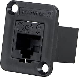 Switchcraft EHRJ45P6 RJ45 CAT6 Feedthru Jack - Unshielded, Black — main product image