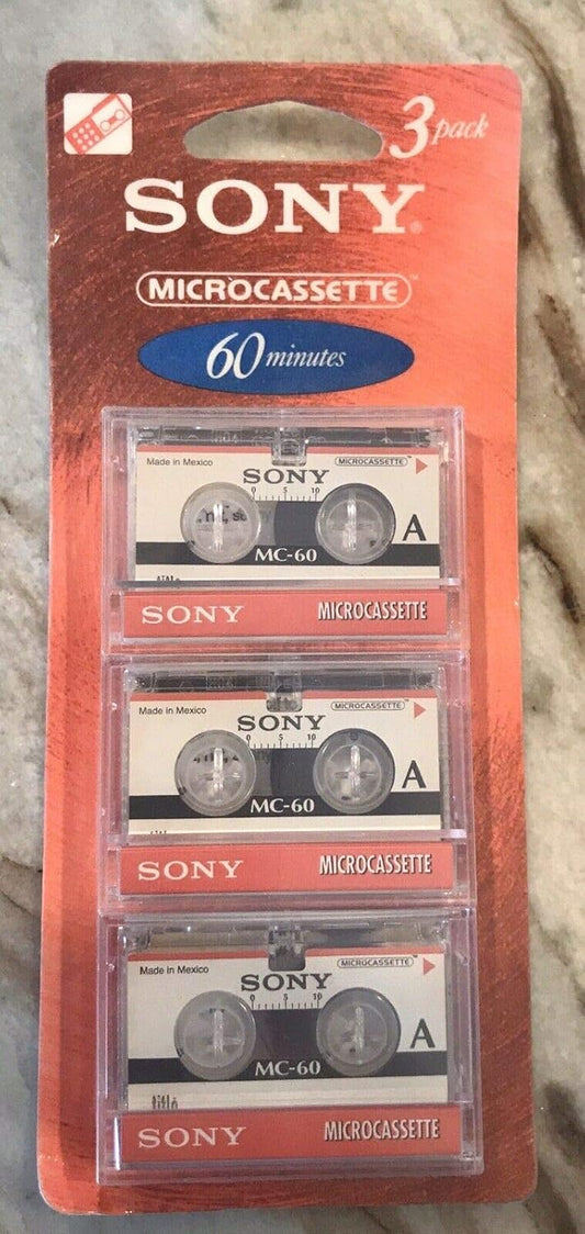 Sony 60 Minutes Microcassette 3-Pack Recorder Tapes