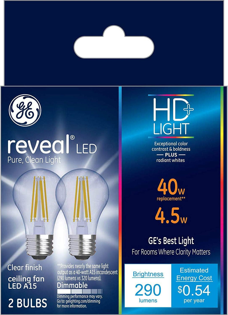 GE 31892 Reveal 40W A15 Ceiling Fan Light Bulbs — main product image