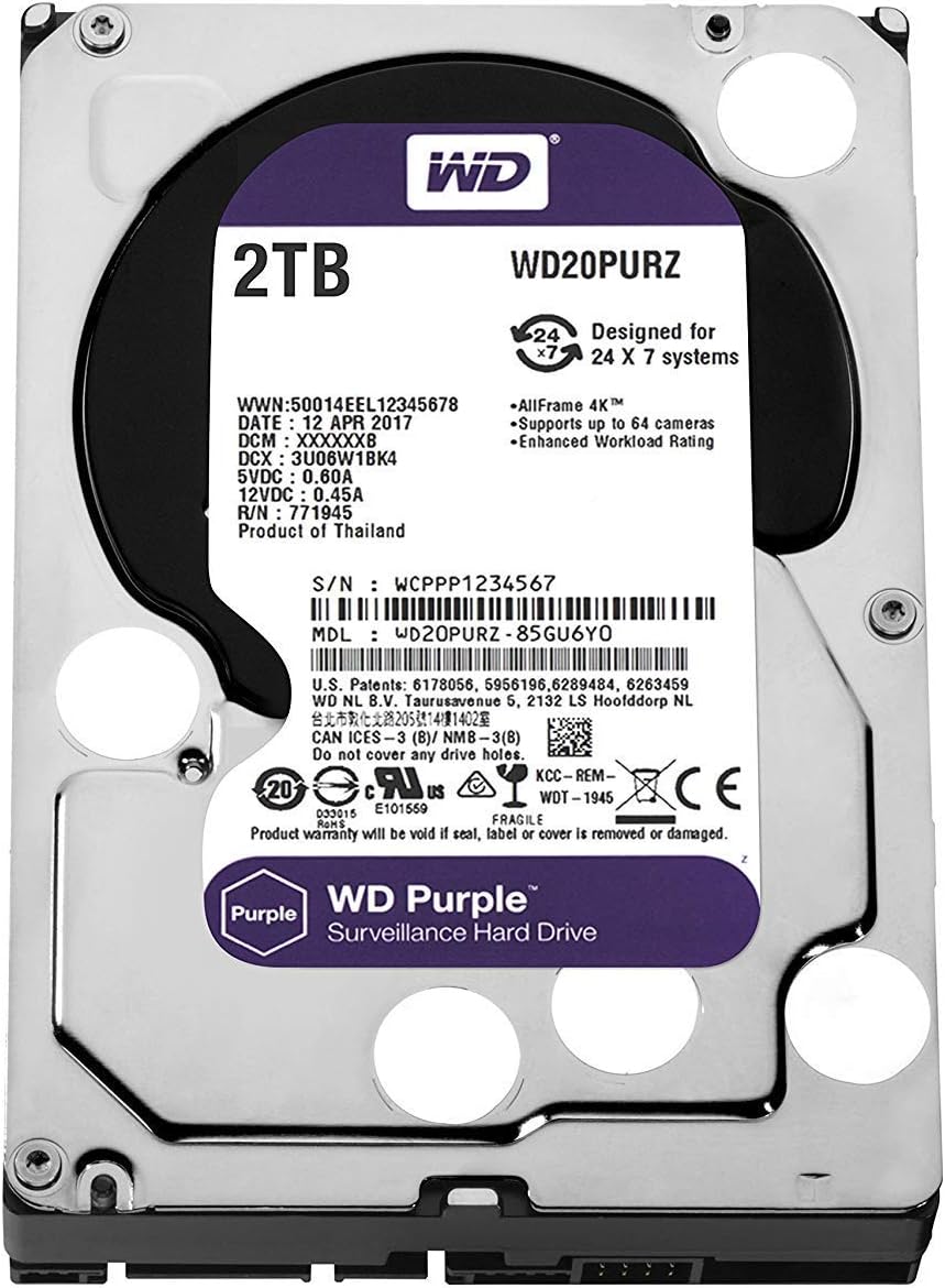 Western Digital WD20PURX 2TB Purple Surveillance Hard Drive
