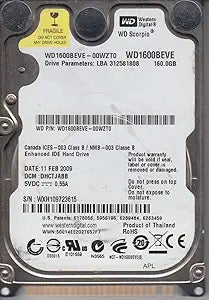 Western Digital WD1600BEVE 160GB IDE 2.5" HDD