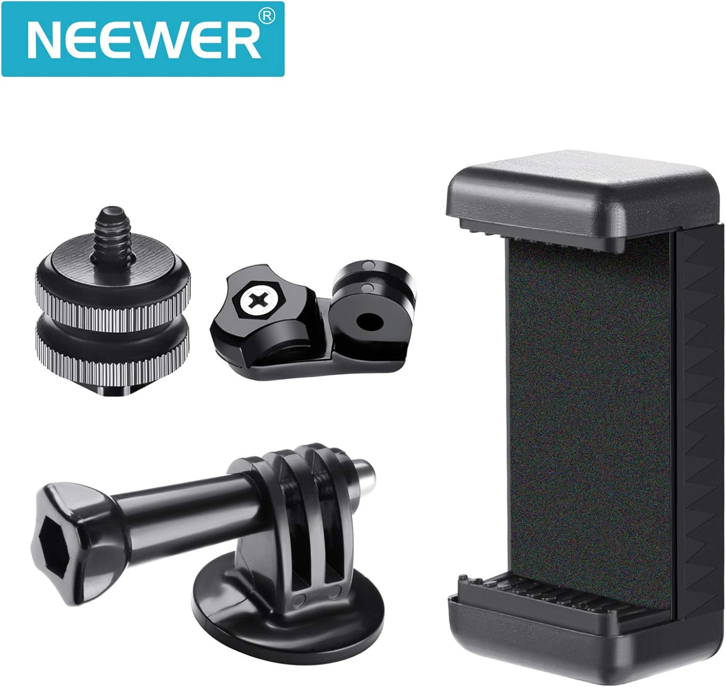 Neewer 10089743 Phone Holder - Hot Shoe Mount Adapter for Action Cameras
