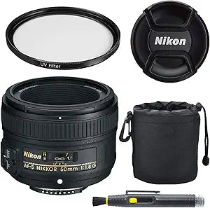 Canon Nikon 50mm 1.8 G NIKKOR f/1.8G Lens Bundle