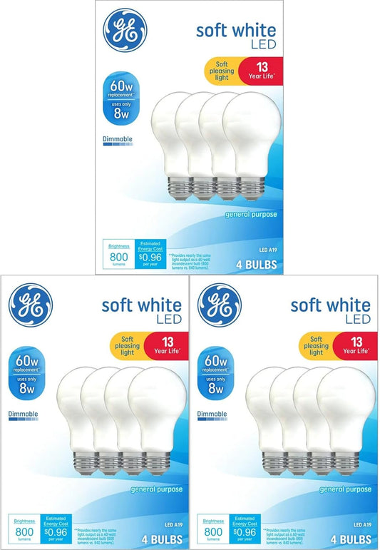 GE GE54496: 60W Equivalent Soft White LED Bulb 12-Pack