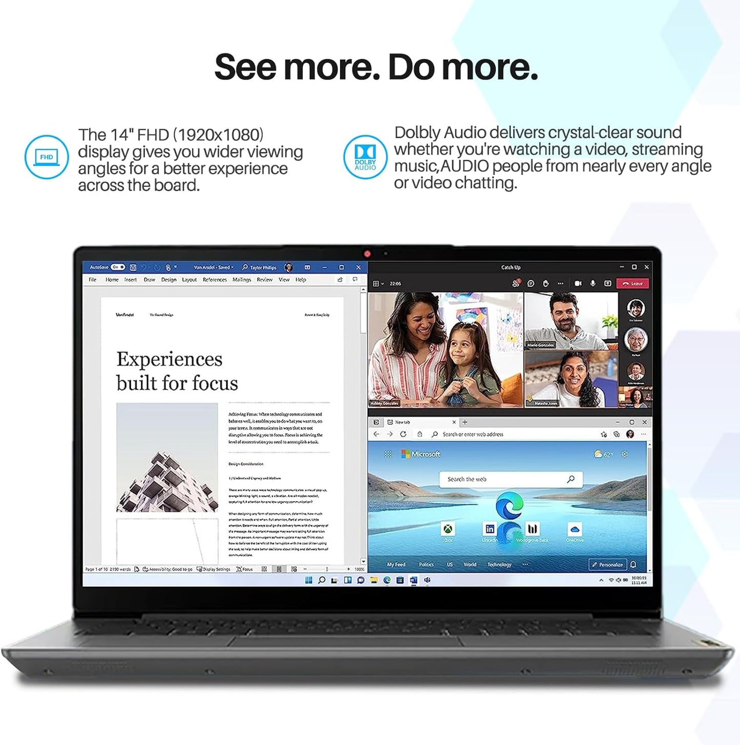 Lenovo IdeaPad Business Laptop, Ryzen 7 5700U, 20GB RAM, 1TB SSD, 14" FHD