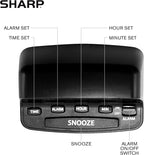 Sharp Digital Alarm Clock Red LED Display Keyboard Controls